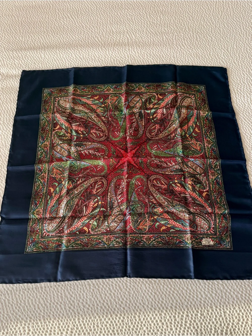 Liberty of London Silk Scarf Navy Paisley 26x26